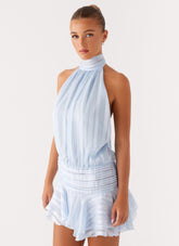 Willow Chiffon Mini Dress - Blue