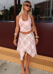Fit Check Midi Skirt - Pink Check