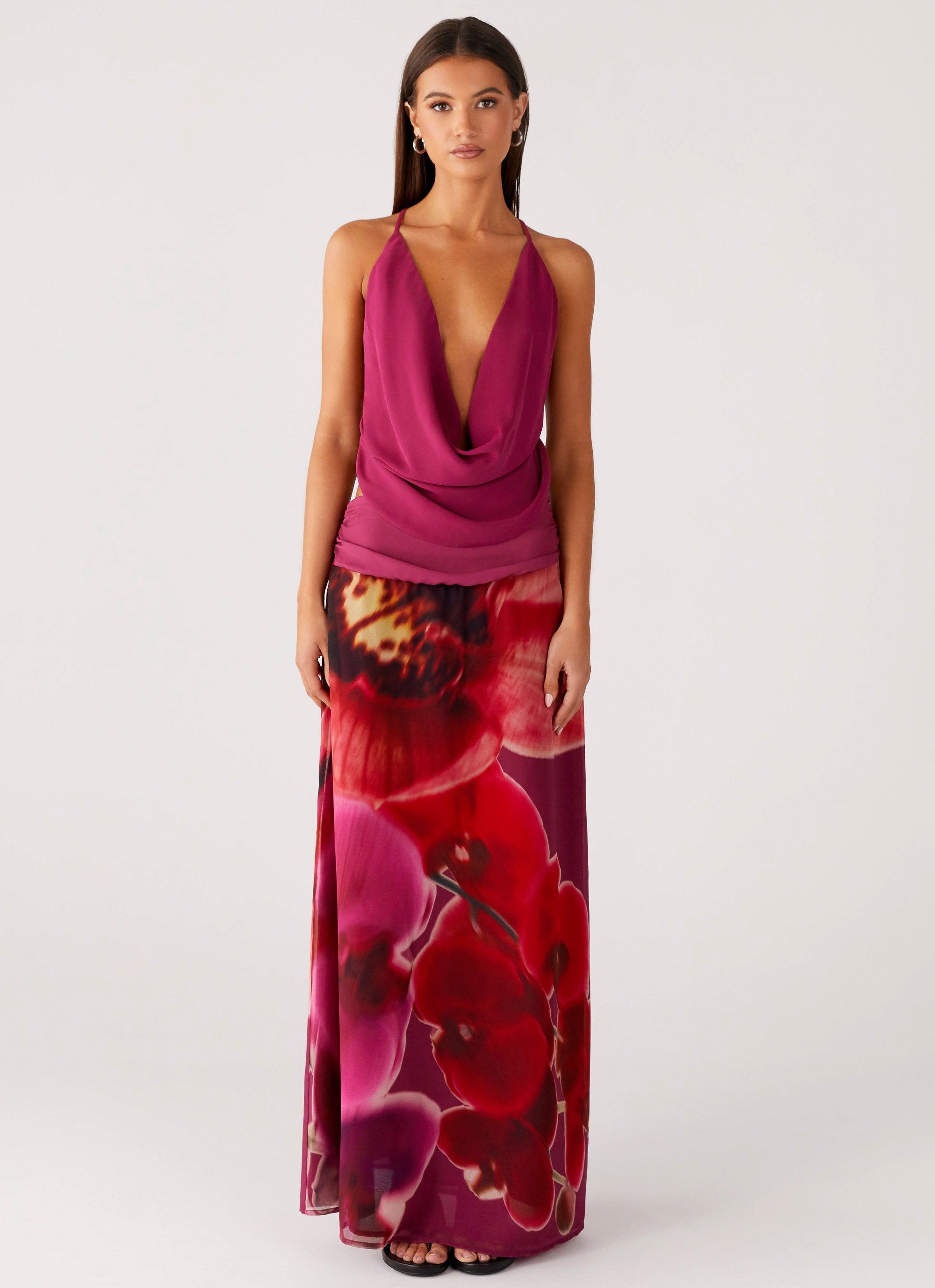 Sweet Charm Cowl Neck Top - Violette